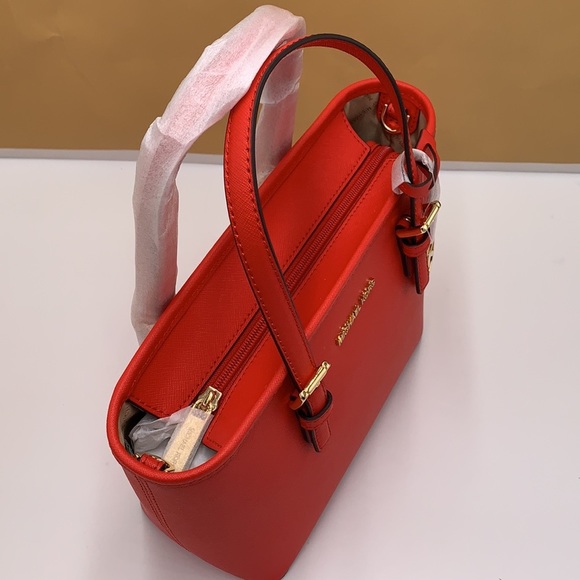 MICHAEL KORS 
 Extra-Small Saffiano Leather Top-Zip Tote Bag DARK SANGRIA - Picture 7 of 14